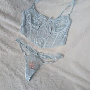NWT Lingerie Set - Lacy Underwire Corset and Lacy Cutout Thong - L/XL